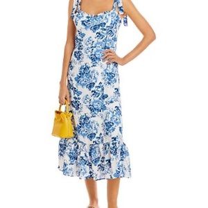 Aqua blue and white floral dress. Size M